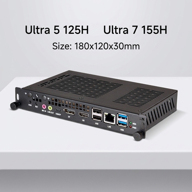 180x119x30mm Ops Computer Intel Core Ultra 5 125H 2*DDR5 8GB 256GB NPU 11 Tops AI 80Pins Ops Mini PC for Interactive Whiteboard