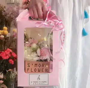 Caja transparente personalizada con recubrimiento Uv, embalaje de flores para el día de la madre
