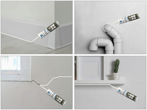 Scellant en silicone <span class=keywords><strong>adhésif</strong></span> longue durée KEO A100, scellant acrylique monocomposant, calfeutrage, étanchéité, plinthes, plafond - Product Image 5