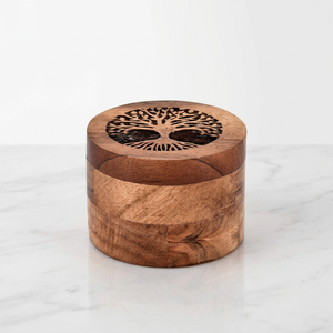 Urne de crémation en bois d'acacia faite à la main pour cendres humaines | Conteneur de cendres gravé écologique et personnalisé | Exportateur en vrac OEM - Product Image 4