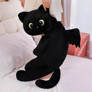 Grande bonito gato preto pelúcia brinquedo desenho animado cama dormindo travesseiro boneca PP algodão lavado técnica stress alívio função presente - Product Image 3