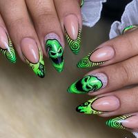 Nouveaux Styles Flamme Wasteland Demon Magnifique Faux Ongles Art Halloween Vacances 24PCS Long Stiletto Press Ons Ongles