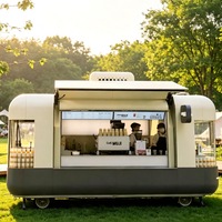 Camion de restauration mobile de luxe moderne, chariot à café minimaliste et épuré, remorque de traiteur escamotable résistante aux intempéries, kiosque de sourcing