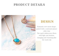 Collier pendentif élégant en argent sterling SS925, opale naturelle bleue, design étoile et lune, collier en pierres précieuses, cadeau polyvalent pour la fête des mères