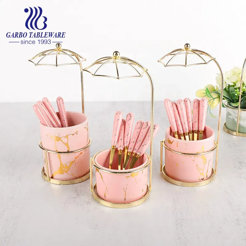 Кофейня Основы торт ложка розовый керамическая ложка набор с металлической полкой розовый керамический маленькие золотые десертная ложка