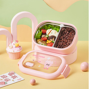 <strong>Fun</strong> Stainless Steel Lunch Box Student Creative Kids Fruit Container Japanese-style Bento Compartment Office Portable <strong>Meal</strong> Box - Product Image 3