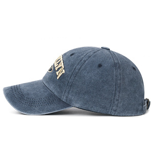 Nouvelle casquette de baseball en coton lavé, broderie texte Brooklyn 1947, 6 panneaux, large visière, protection solaire, style simple et décontracté, printemps/automne, version anglaise - Product Image 4