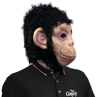 Masque en latex amusant de singe aux cheveux noirs pour fête, rassemblement, costume d'Halloween, mascarade, jouet amusant, accessoire d'événement
