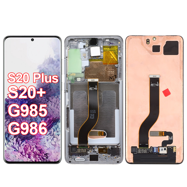 S20+ Pantalla Dynamic Super Amoled Touch Screen Replacement Lcd S20 Plus 4G Original Display with Frame for Samsung Galaxy G985F