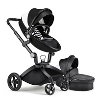 Poussette multifonctionnelle pliable en cuir PU Hot Mom 360, rotation à 360 degrés, poussette 3 en 1 pour nouveau-né et tout-petit, voyage