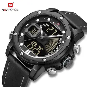 NAVIFORCE 9172 BGYB高級クォーツ腕時計スチール防水デュアルディスプレイ日付時計LCDディスプレイスポーツメンズウォッチ