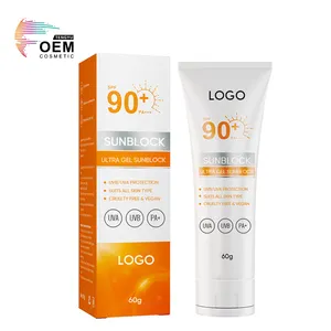 Natural Vegan Anti-Sunburn Non Comedogenic Clear Fresh Waterproof Sunblock Ultra Gel Spf 90 Sunscreen For Face