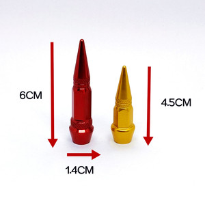 Red Car Tire Caps Tyre <strong>Trim</strong> Pressure Cover Long Spike <strong>Valve</strong> Stem Cap - Product Image 1