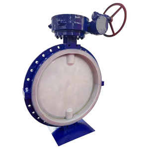 Vanne papillon à vis sans fin à joint torique en fluoropolymère D341F4 16C, corps en acier au carbone pour milieux corrosifs - Product Image 4