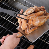 Spatule de barbecue extra large en métal avec manche en bois pour retourner les pancakes, les smash burgers, les poêles et les grilles
