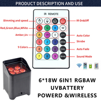 AOPU 6x18w Led Batterie Uplight WIFI DMX Contrôle Sans Fil Par Lumière pour Mariage Scène Événement Dj Uplights