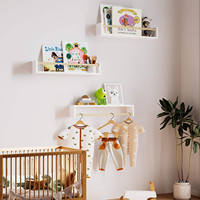 Ensemble de 3 étagères flottantes avec éclairage LED blanc, étagère murale pour plantes, rangement en bois rustique pour la chambre à coucher, le salon, la salle de bain, décoration