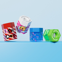 Stoples Kemasan Kedap Udara Anti Bau Tahan Anak 2oz 3oz 4oz Stoples Kaca Heksagonal Anti Anak dengan Tutup Tahan Anak