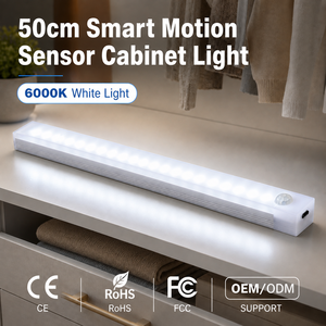 50CM Rechargeable <b>Motion</b> <b>Sensor</b> Cabinet <b>Light</b> 6000K Cool White Magnetic <b>LED</b> Under Cabinet Lighting for Kitchen Wardrobe Closet - Product Image 1