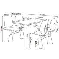 Table à manger en acier pour quatre personnes au design moderne, mobilier pour la maison, la cantine scolaire ou le restaurant, en métal pour un usage en appartement