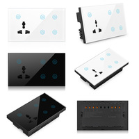 Interrupteur mural intelligent Wi-Fi OCY avec prise, écran tactile en verre, 147 UK, compatible Alexa, Tuya Smart Life, Google Home