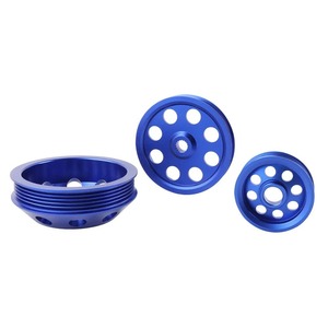 Auso-Racing V-Belt <b>Pulley</b> Kit Aluminum Alloy 3 Grooves Blue For Nissan 240SX S14 S15 SR20 1989-1998 - Product Image 5