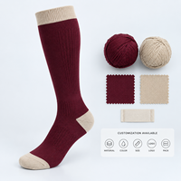 Chaussettes de compression pour mollets en tricot, pour la course, couleur vin avoine, personnalisées, avec ajustement du mollet et de la pointe du pied, en Spandex et Nylon, avec gradation de taille