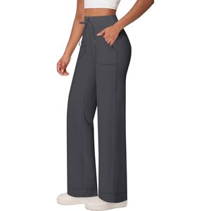 FOXA Pantalon de yoga pour femme, coupe large, taille haute, avec poches, respirant, pour le travail et les occasions décontractées - Product Image 1