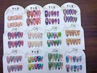 JIAZHIMU Vente en gros 10 PIÈCES Ongles à presser 3D en acrylique de haute qualité, durables, peints à la main, scintillants, faux ongles