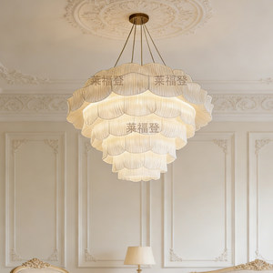 Lustre rond de style français à six têtes E27, lampe à économie d'énergie, éclairage pour salon et maison - Product Image 1