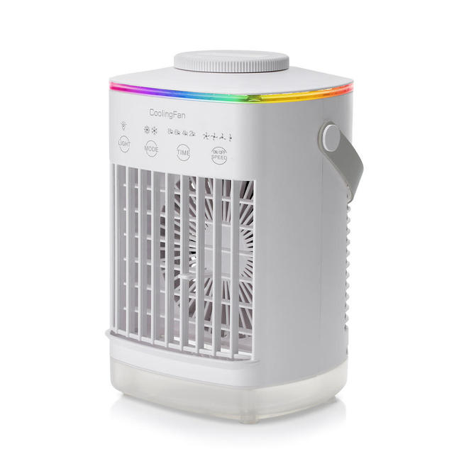 Desktop Portable Air Cooler Fan USB Rechargeable Mini Evaporative Air Conditioner With Timer LED Light Personal Cooling Fan