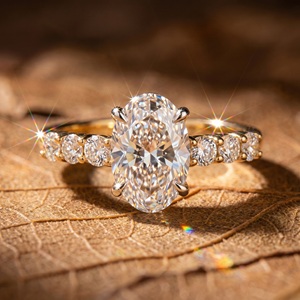 Custom 14K Gold Synthetic Diamond Engagement <b>Ring</b> Luxury IGI Certified Lab Made Diamond Oval <b>Ring</b> Fine Women Jewelry - Product Image 1