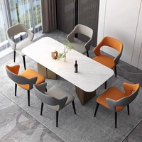 Chaise de salle à manger moderne en cuir, chaise de salle à manger marron