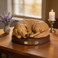 Urne funéraire pour animaux de compagnie en résine écologique entièrement personnalisable pour chien Golden Retriever adulte, sculpture réaliste pour cendres de chien, commémorative