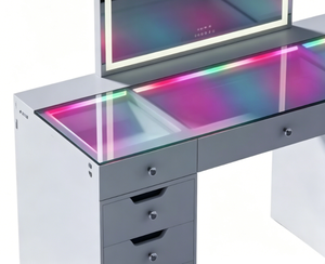 Table de toilette de <span class=keywords><strong>style</strong></span> américain moderne avec plateau en verre et éclairage RGB arc-en-ciel pour la vente en gros de meubles de maison - Product Image 6