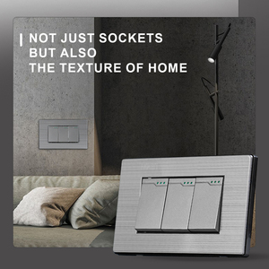 Màu Xám Vàng 10A 118*72 chúng tôi Brazil ý chuyển đổi ánh <span class=keywords><strong>s</strong></span>áng thép không gỉ Bảng điều chỉnh 1/2/3/4gang 1/2way chuyển đổi trên tắt tường Ổ cắm điện - Product Image 4