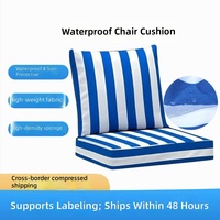 Coussin d'extérieur personnalisé à rayures, 100 % polyester, imprimé numériquement, pour siège long, rembourrage haute densité, amovible et lavable