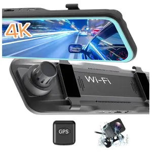 2024 mới nhất 10 "UHD gương chiếu hậu màn hình cảm ứng lái xe ghi âm với wifi xe máy ảnh hộp đen phía trước và phía sau 4k Dash Cam