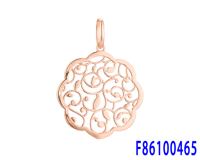 Bijoux FJ Fallon, pendentif en filigrane fleurs et feuilles, plaqué or rose, base en laiton
