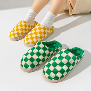 Chaussons d'hiver chauds en coton pour femme, antidérapants et résistants à l'usure, et chaussons en peluche à carreaux pour homme, pour couples - Product Image 2