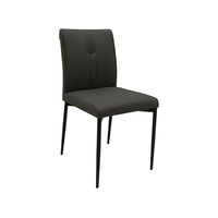 Chaise de salle à manger rembourrée en cuir PU, structure en métal noir