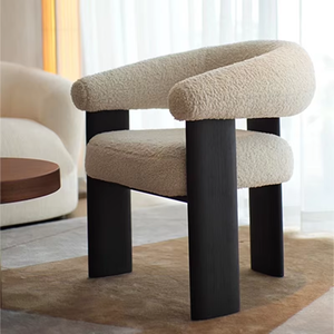 Poltrona di Design Contemporanea <span class=keywords><strong>per</strong></span> Soggiorno di Lusso, Gambe in Legno Massello, Rivestimento Comfort in Bouclé - Product Image 1