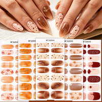 Bandes de gel semi-durcies RTS Autumn Daisy pour ongles, 16 embouts, dégradé floral, pour la maison et le salon