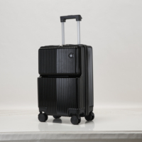 Sacs de voyage légers de luxe de grande capacité, valise à ouverture frontale avec fermeture à glissière centrale et matériau PC et ABS