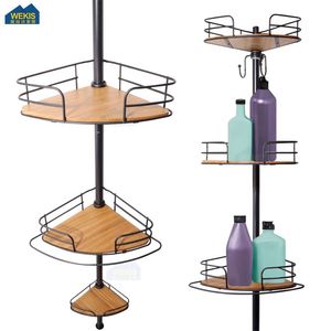 Modern Hotel 4 Layer Four Tier Stainless Steel Wall <b>Corner</b> Tension Pole Hanging Standing Bathroom <b>Shower</b> Caddy - Product Image 3