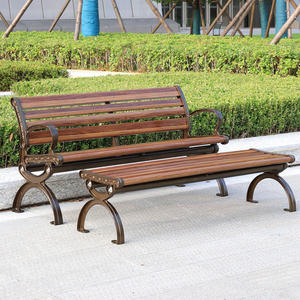Banco de aluminio fundido para exteriores, Banco personalizado de madera maciza para sentarse, asientos de jardín de hierro, diseño elegante, bancos de ocio para Parque - Product Image 2