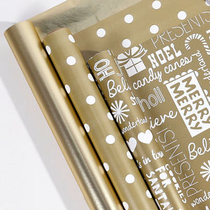 High Quality Wholesale 80g 43*300cm Christmas <b>Yellow</b> Metallic Packaging <b>Paper</b> Gift <b>Wrapping</b> <b>Paper</b> - Product Image 1