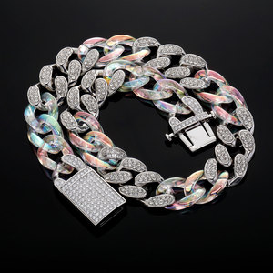 Collar de cadena cubana de hip-hop popular, con acrílico colorido y empalmes, para hombre, versátil y elegante, tipo cadena para suéter - Product Image 4