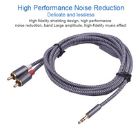 Charge Tressé Tresse Audio 2 En 1 Auxiliaire 3.5mm À 2 rca Mâle Jack Voiture Intelligente Stéréo Auxiliaire câble