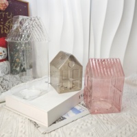 OEM Vente en gros personnalisé Chambre en verre lumineux Fumée gris et rose pour Noël Bureau Décoration de la maison avec lumières LED 2SET